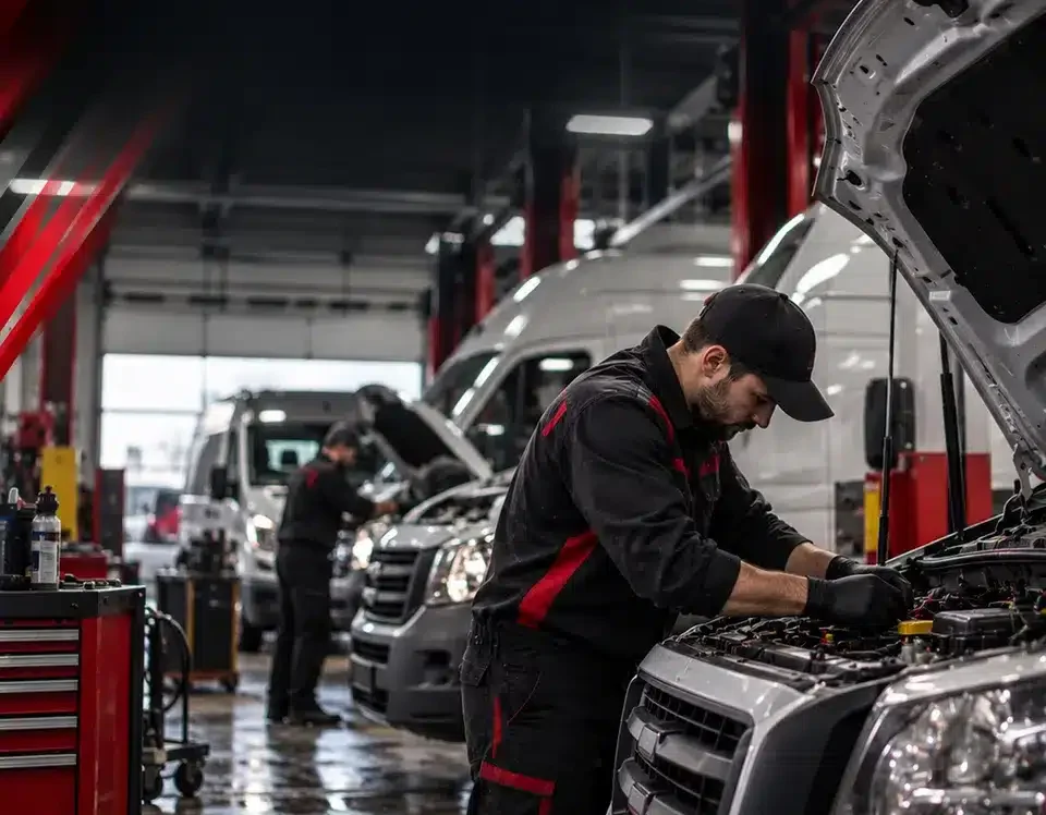Technician documenting safety inspection findings at Tech Savvy Automotive in Brantford